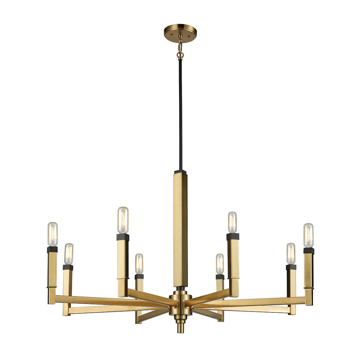 Mandeville 8-Light Chandelier in Oil Rubbed Bronze and Satin Brass ELK Lighting | Chandeliers | Modishstore