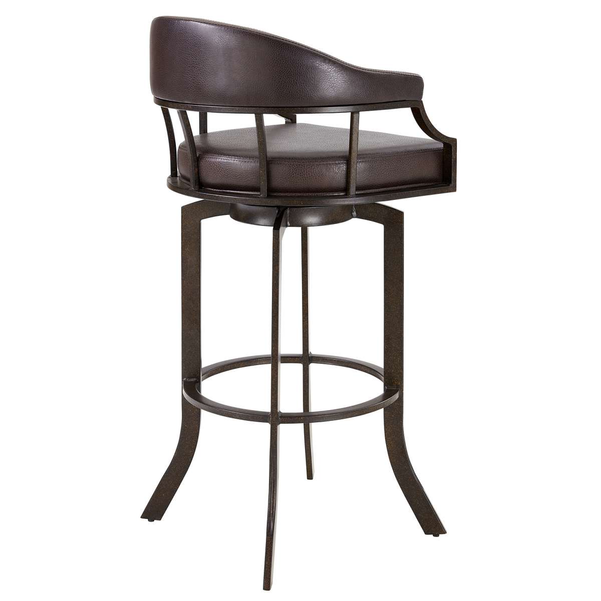 Pharaoh Swivel 30" Auburn Bay and Brown Faux Leather Bar Stool By Armen Living | Bar Stools |  Modishstore  - 3