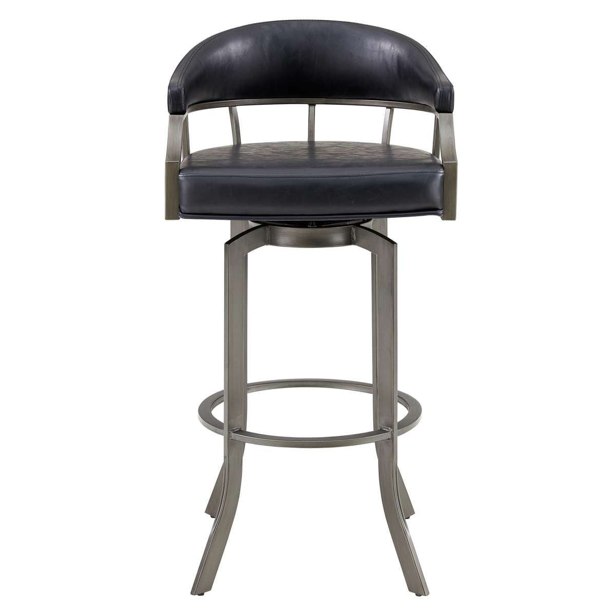 Pharaoh Swivel 26" Mineral Finish and Black Faux Leather Bar Stool By Armen Living | Bar Stools | Modishstore - 2