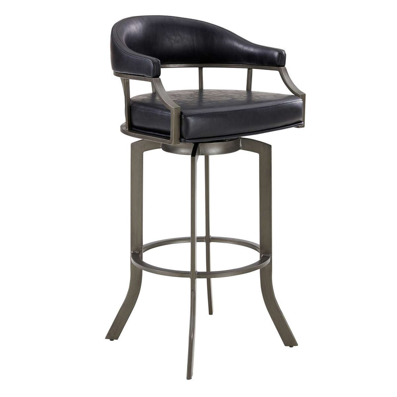 Pharaoh Swivel 26" Mineral Finish and Black Faux Leather Bar Stool By Armen Living | Bar Stools | Modishstore