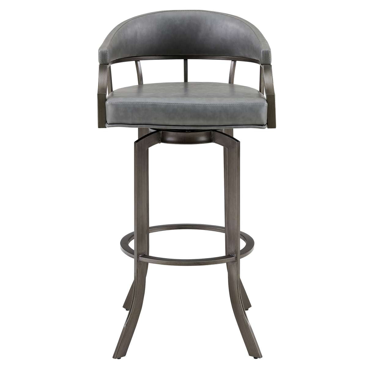 Pharaoh Swivel 26" Mineral Finish and Gray Faux Leather Bar Stool By Armen Living | Bar Stools | Modishstore - 2