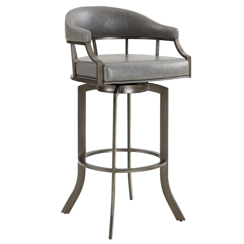 Pharaoh Swivel 26" Mineral Finish and Gray Faux Leather Bar Stool By Armen Living | Bar Stools | Modishstore