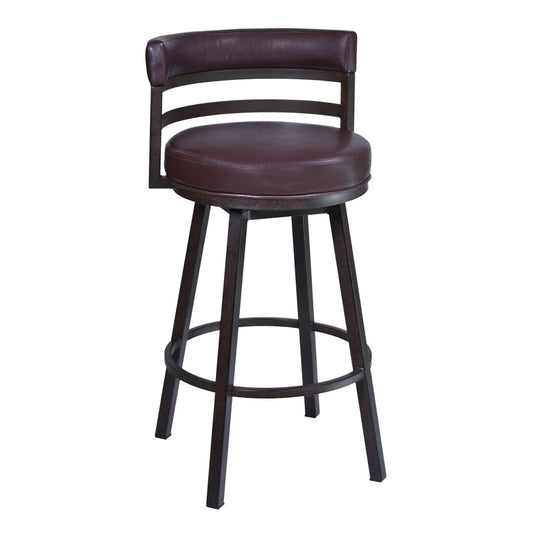 Titana 30" Barstool in Auburn Bay finish with Brown Pu upholstery By Armen Living | Bar Stools | Modishstore