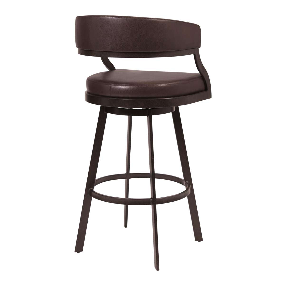 Dione 26" Counter Height Barstool in Auburn Bay and Brown Faux Leather By Armen Living | Bar Stools | Modishstore - 2