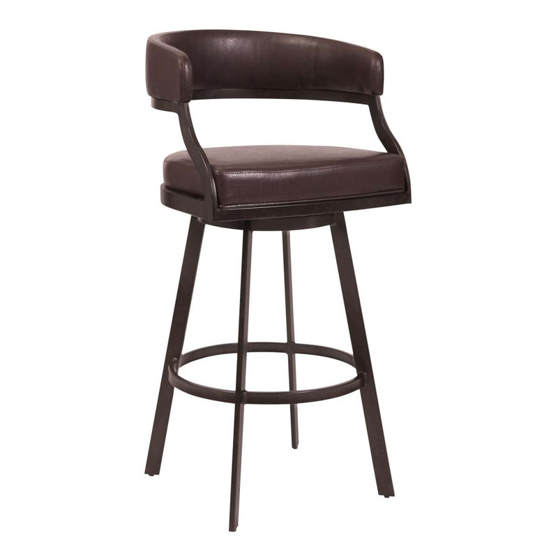 Dione 26" Counter Height Barstool in Auburn Bay and Brown Faux Leather By Armen Living | Bar Stools | Modishstore