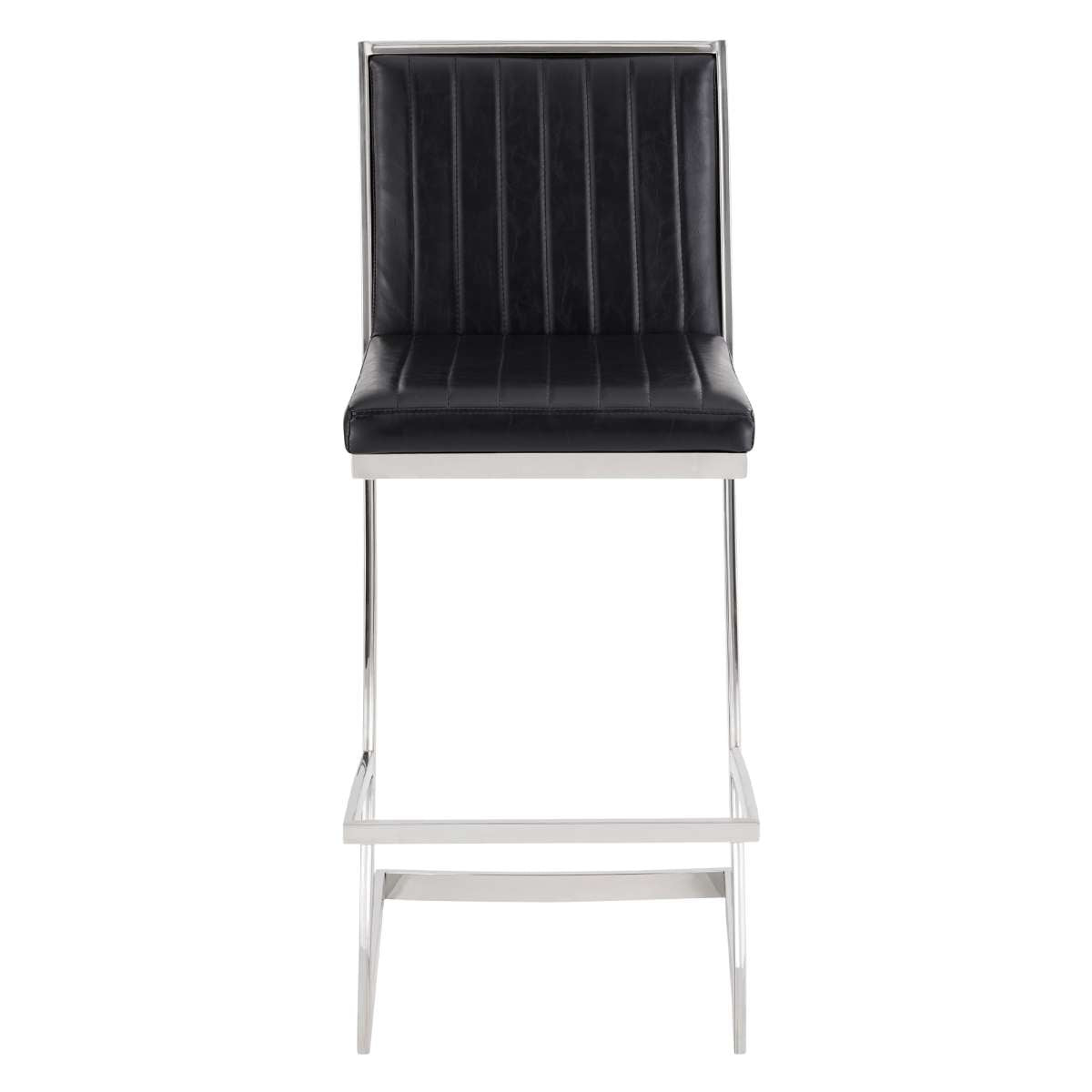 Pinellas 26" Vintage Black Faux Leather and Brushed Stainless Steel Bar Stool By Armen Living | Bar Stools |  Modishstore  - 3