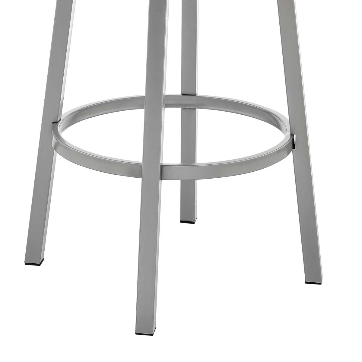Cohen 30" Bar Height Swivel Bar Stool in Silver Finish with White Faux Leather By Armen Living | Bar Stools | Modishstore - 7