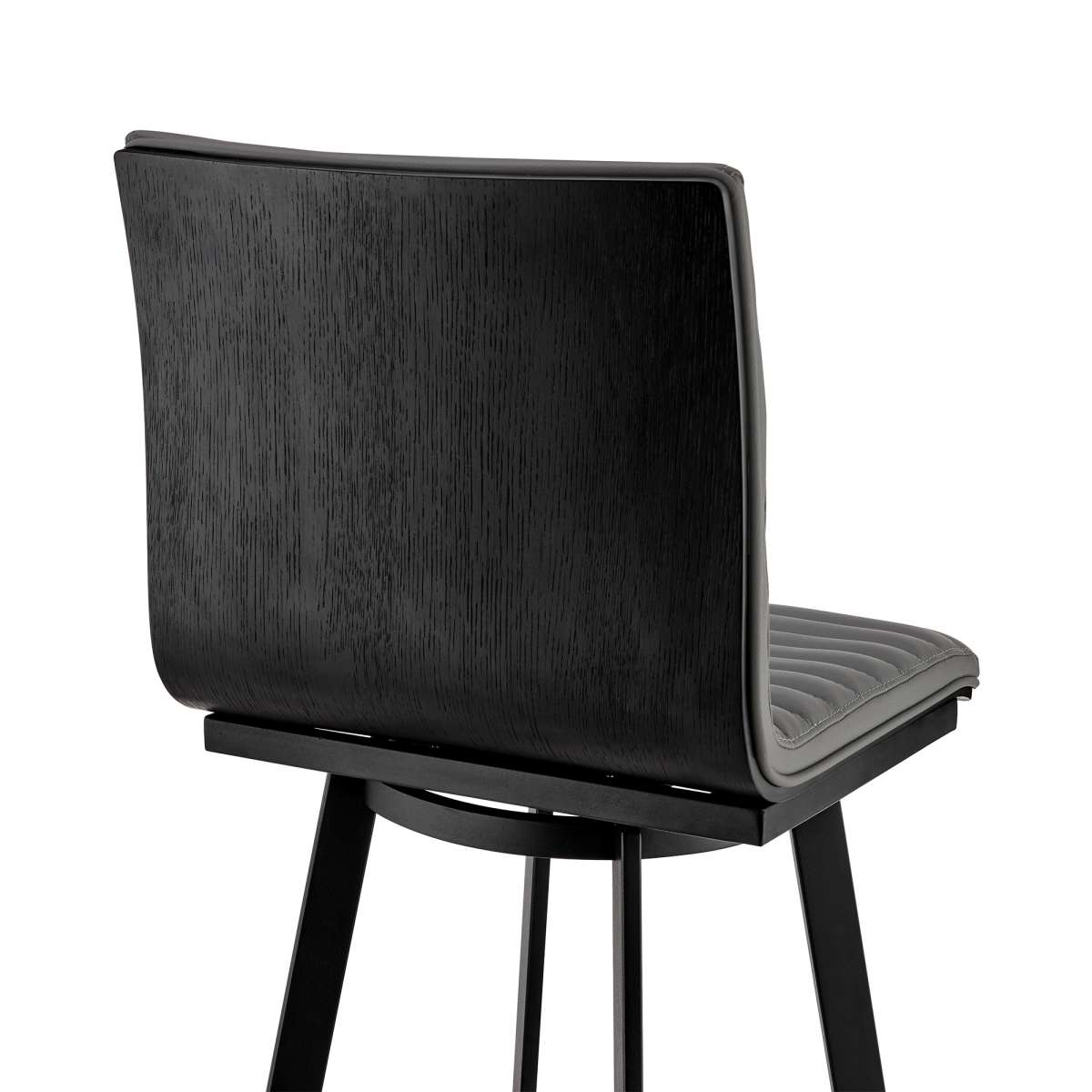 Jermaine 26" Counter Height Swivel Bar Stool in Matt Black Finish with Gray Faux Leather By Armen Living | Bar Stools |  Modishstore  - 2