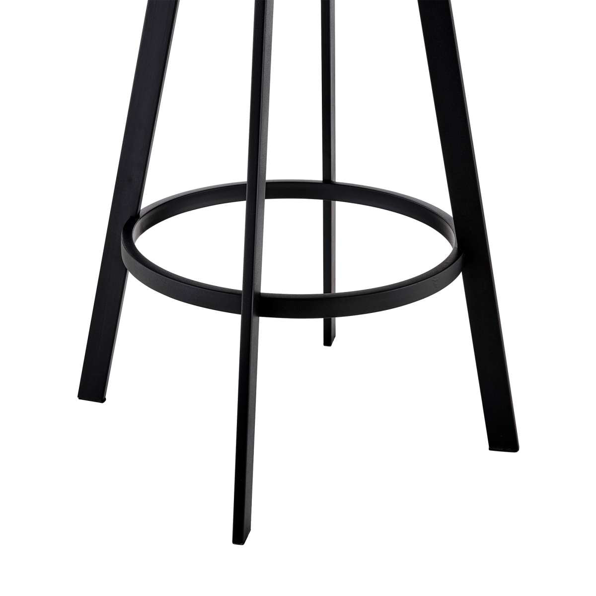 Jermaine 30" Bar Height Swivel Bar Stool in Matt Black Finish with Gray Faux Leather By Armen Living | Bar Stools |  Modishstore  - 9