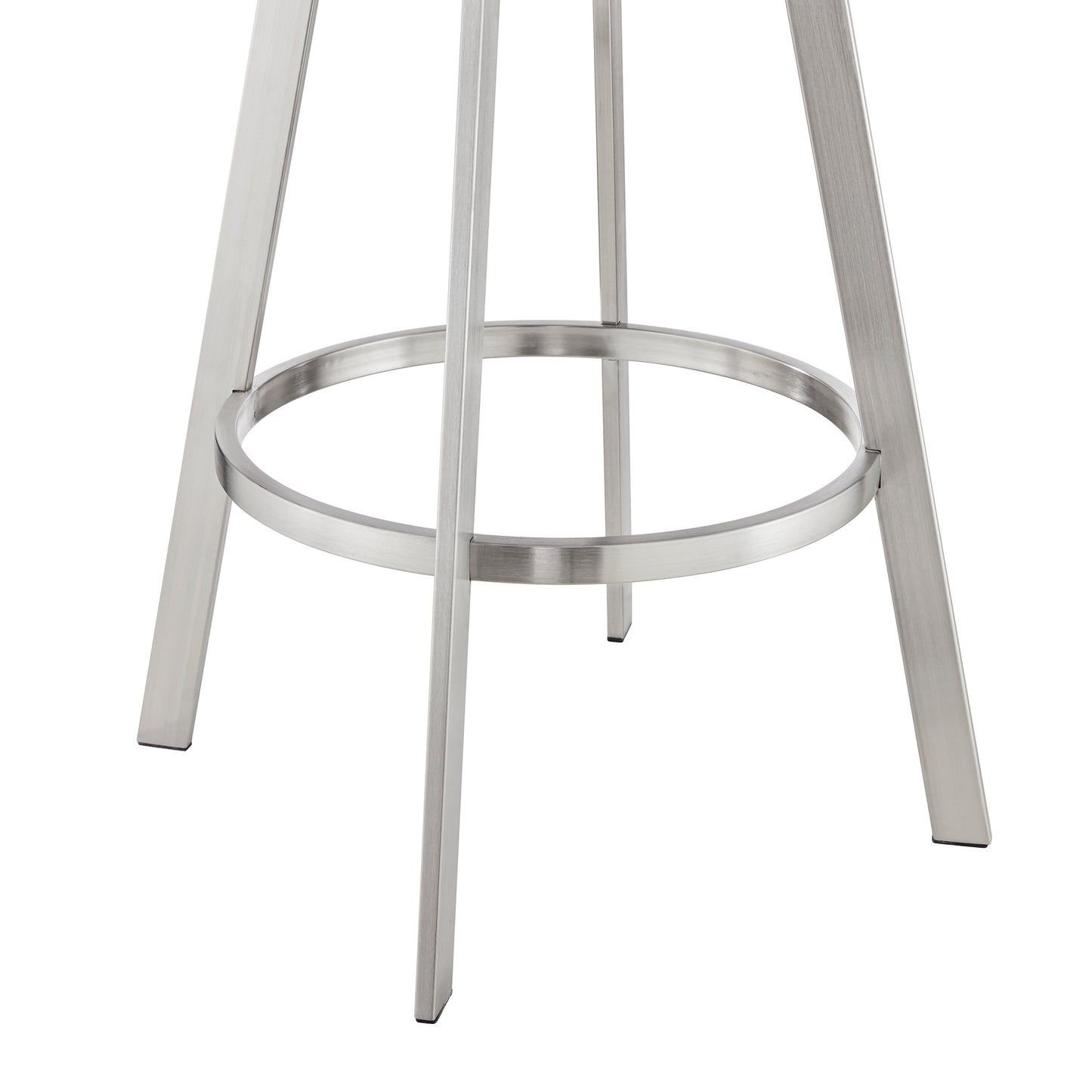 Jermaine 30" Bar Swivel Bar Stool in Brushed Stainless Steel Finish and Gray Faux Leather By Armen Living | Bar Stools | Modishstore - 8