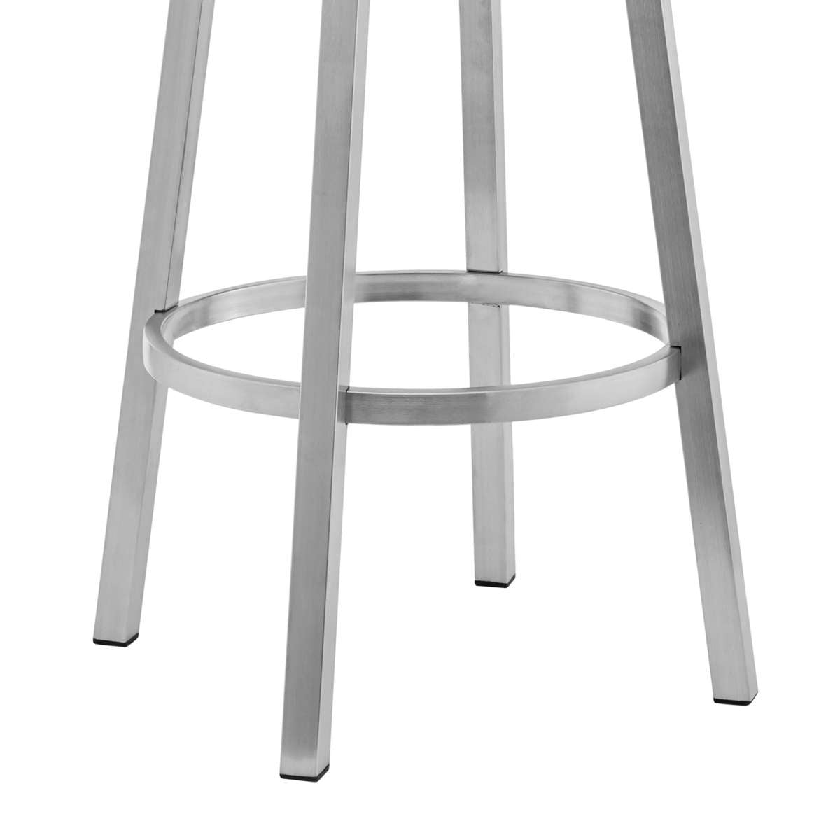 Cohen 30" Gray Faux Leather and Brushed Stainless Steel Swivel Bar Stool By Armen Living | Bar Stools |  Modishstore  - 4