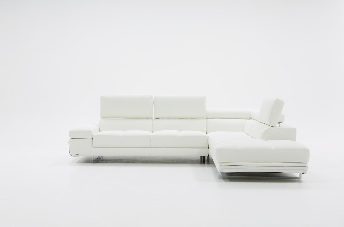 Divani Casa Myst Mini Modern White Eco-Leather Sectional Sofa | Sectional | Modishstore - 4