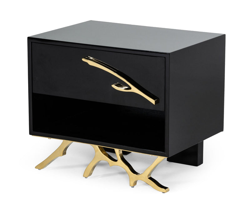 Modrest Legend Modern Black & Gold Nightstand | Nightstands | Modishstore - 1