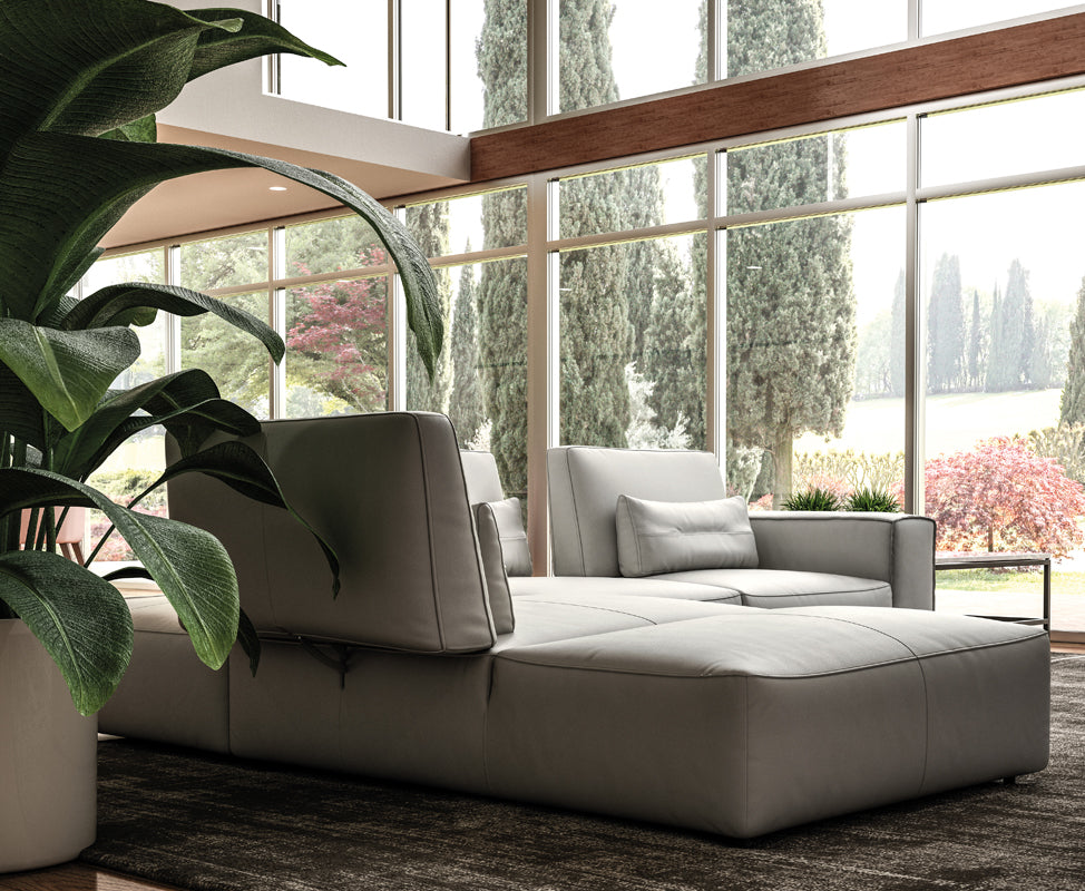 Accenti Italia Enjoy Italian Modern Light Grey Leather Sectional Sofa | Modishstore | Sofas-3