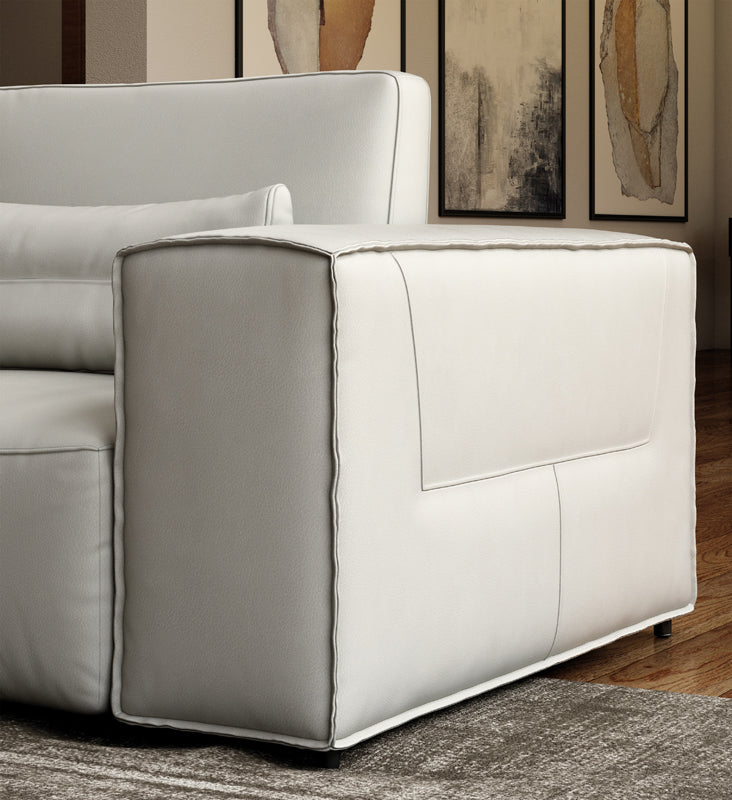 Accenti Italia Enjoy Italian Modern Light Grey Leather Sectional Sofa | Modishstore | Sofas-4