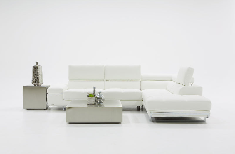 Divani Casa Myst Mini Modern White Eco-Leather Sectional Sofa | Sectional | Modishstore - 1