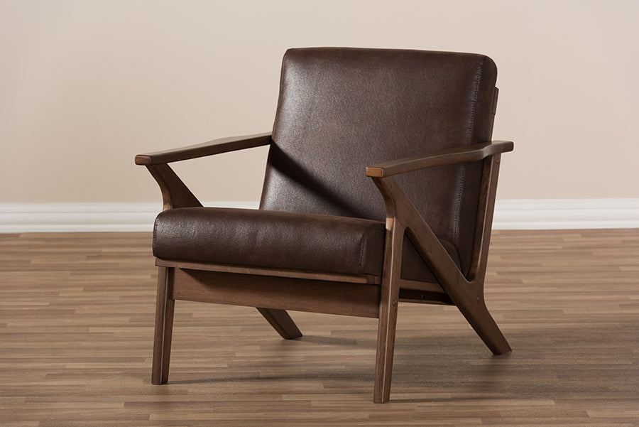 Baxton Studio Bianca Mid Century Modern Walnut Wood Dark Brown