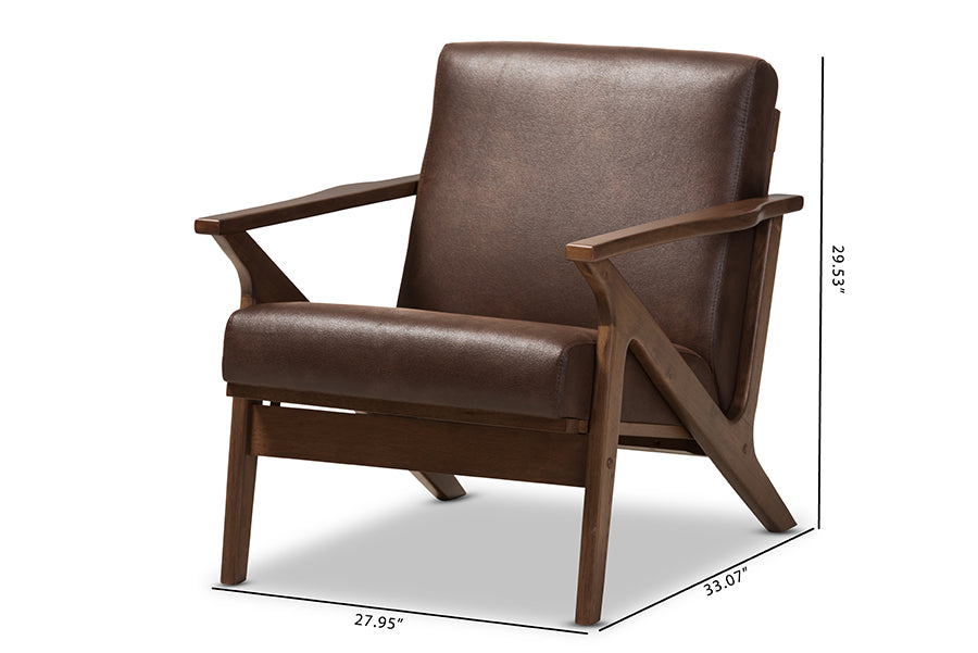 Baxton Studio Bianca Mid Century Modern Walnut Wood Dark Brown