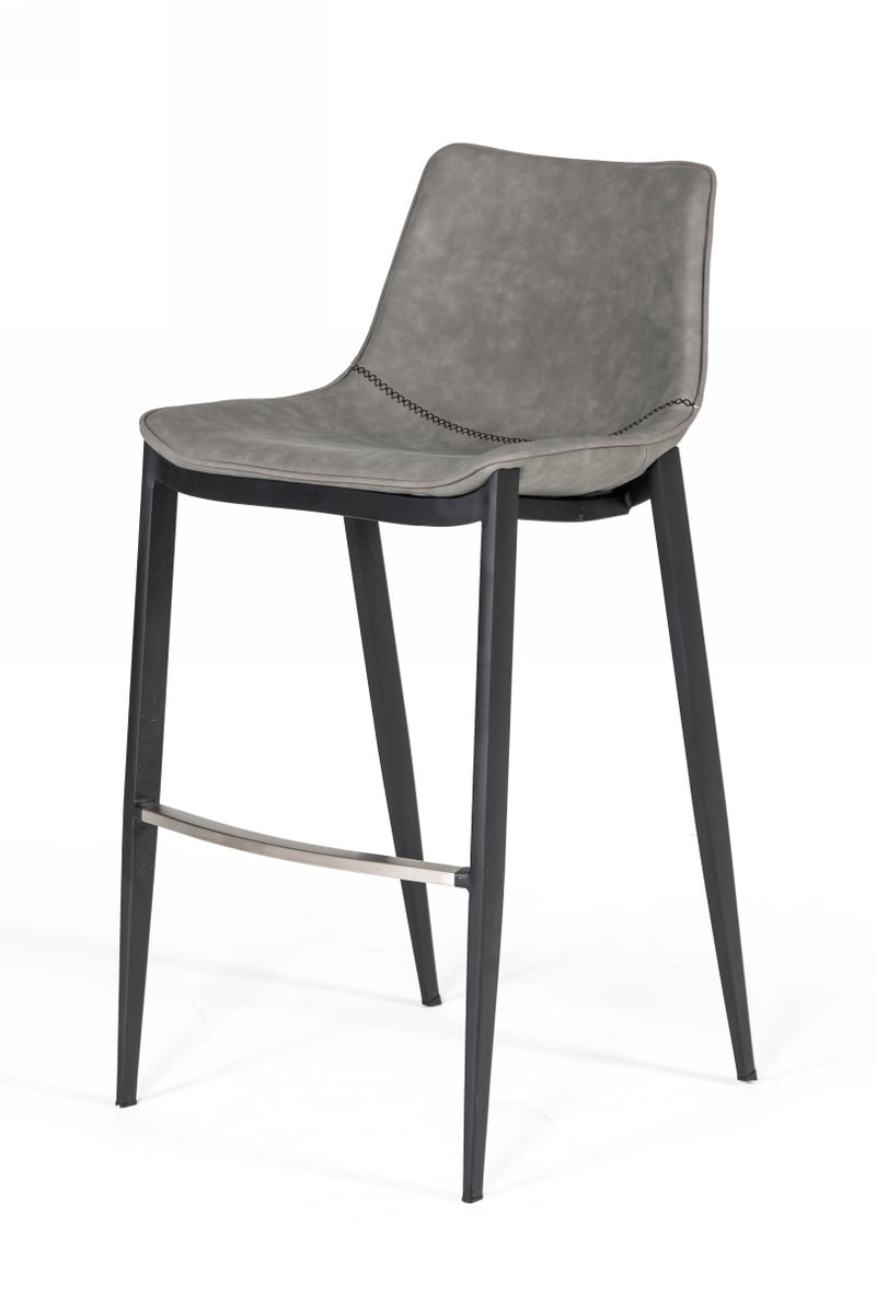 Modrest Jane - Modern Grey Eco-Leather Bar Stool (Set of 2) | Bar Stools | Modishstore - 1