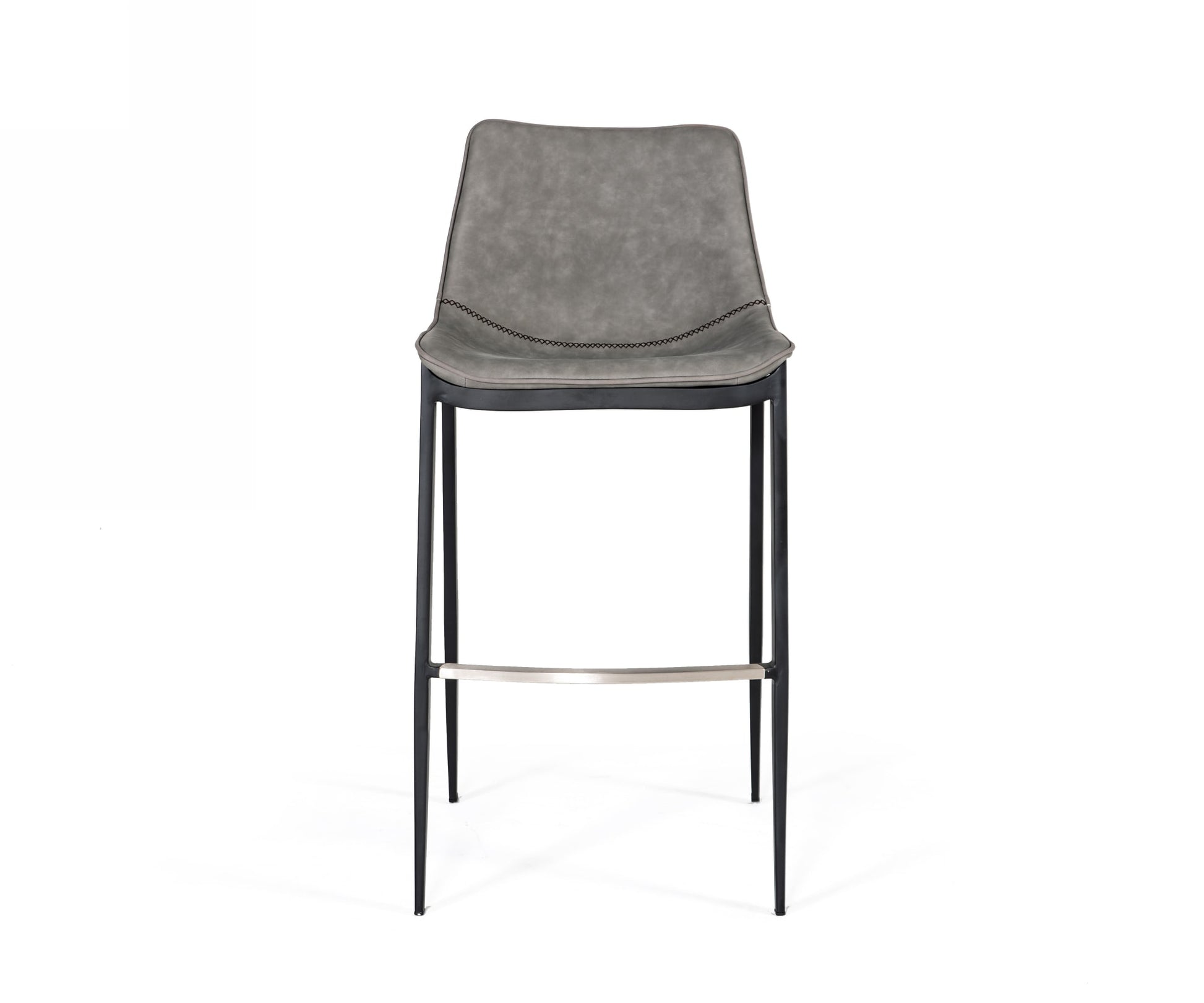 Modrest Jane - Modern Grey Eco-Leather Bar Stool (Set of 2) | Bar Stools | Modishstore - 2