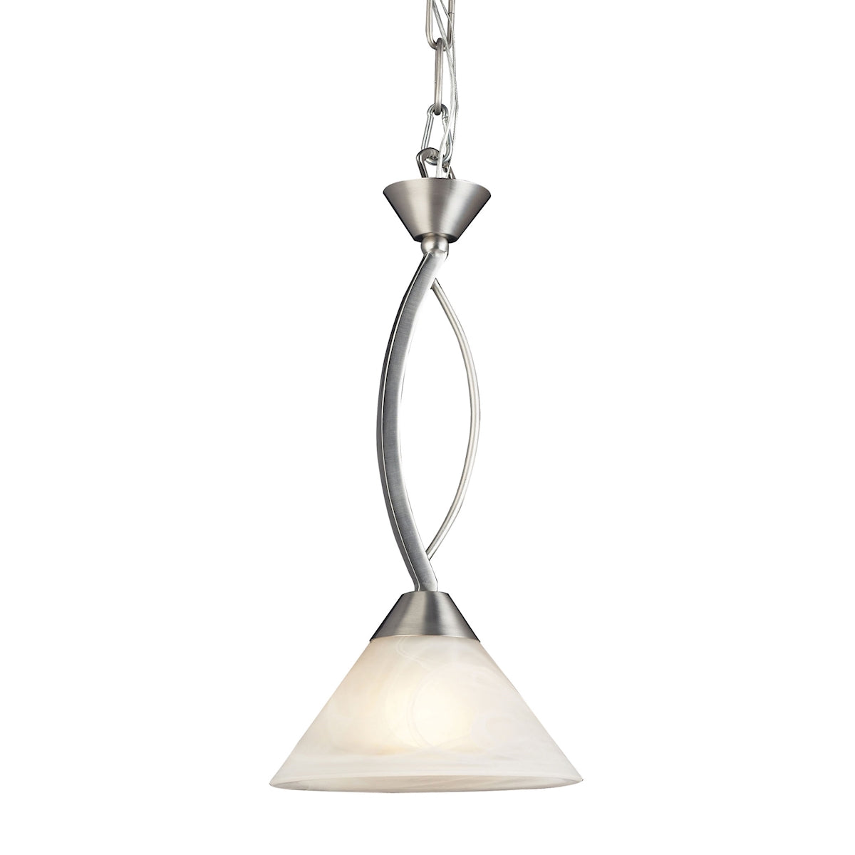 Elysburg 1-Light Mini Pendant in Satin Nickel with White Swirl Glass ELK Lighting | Pendant Lamps | Modishstore