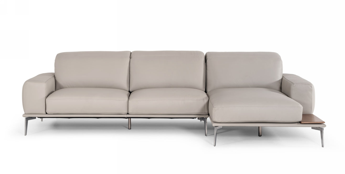 Estro Salotti Villeneuve - Modern Light Grey Italian Leather Sectional Sofa | Sectional | Modishstore - 1