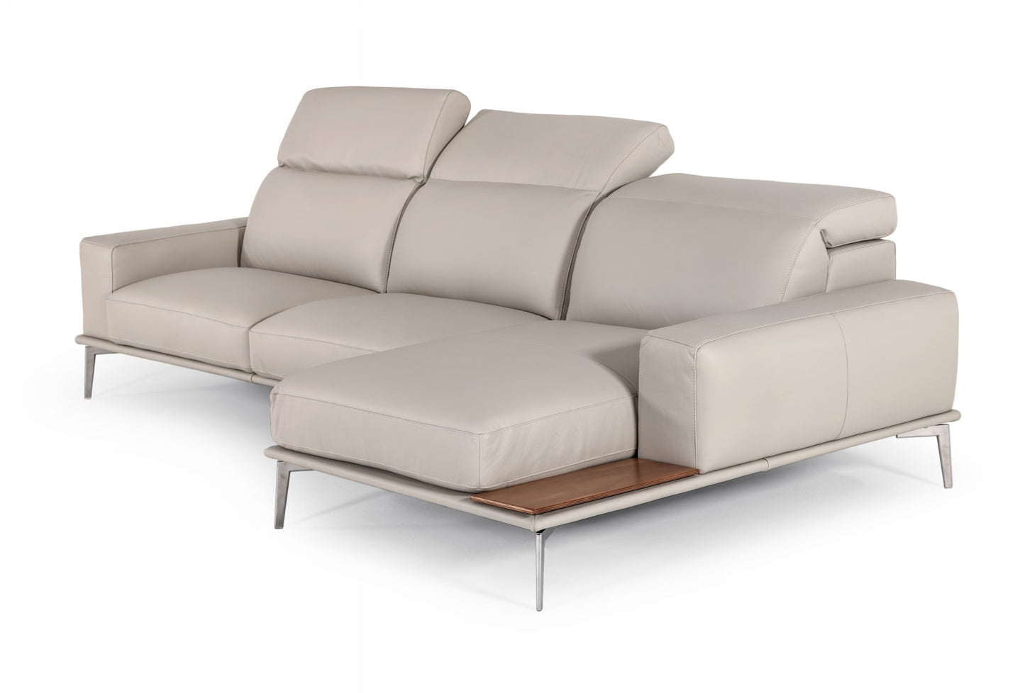 Estro Salotti Villeneuve - Modern Light Grey Italian Leather Sectional Sofa | Sectional | Modishstore - 2