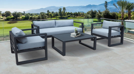 Renava Weber - Modern Outdoor Grey & Black Sofa Set | Outdoor Sofas, Loveseats & Sectionals | Modishstore - 1