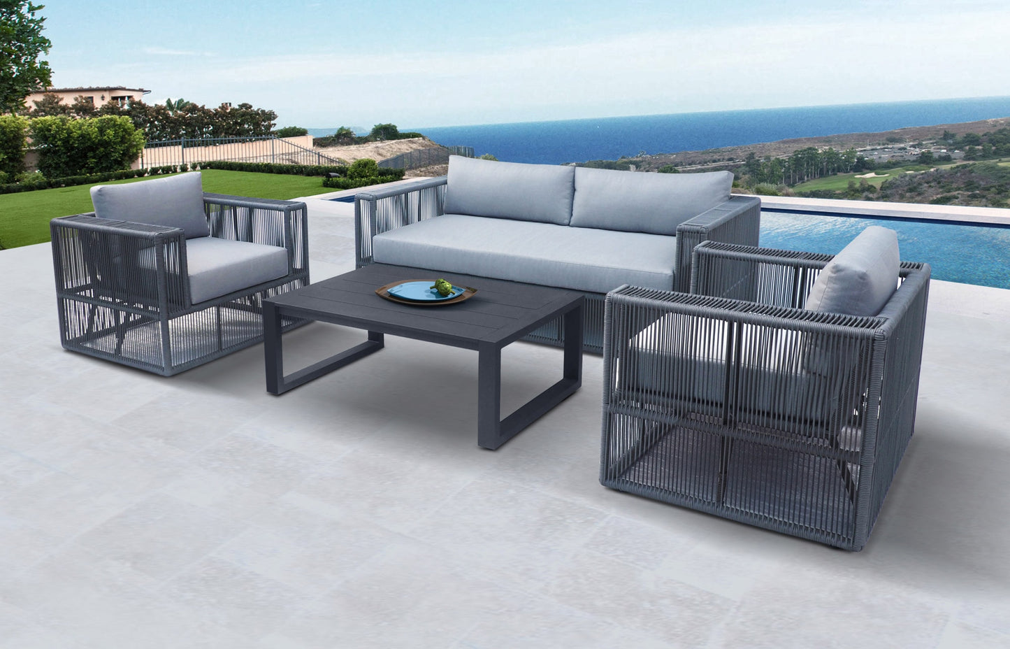 Renava Whimsy - Modern Outdoor Light Grey & Dark Grey Sofa Set | Outdoor Sofas, Loveseats & Sectionals | Modishstore - 1