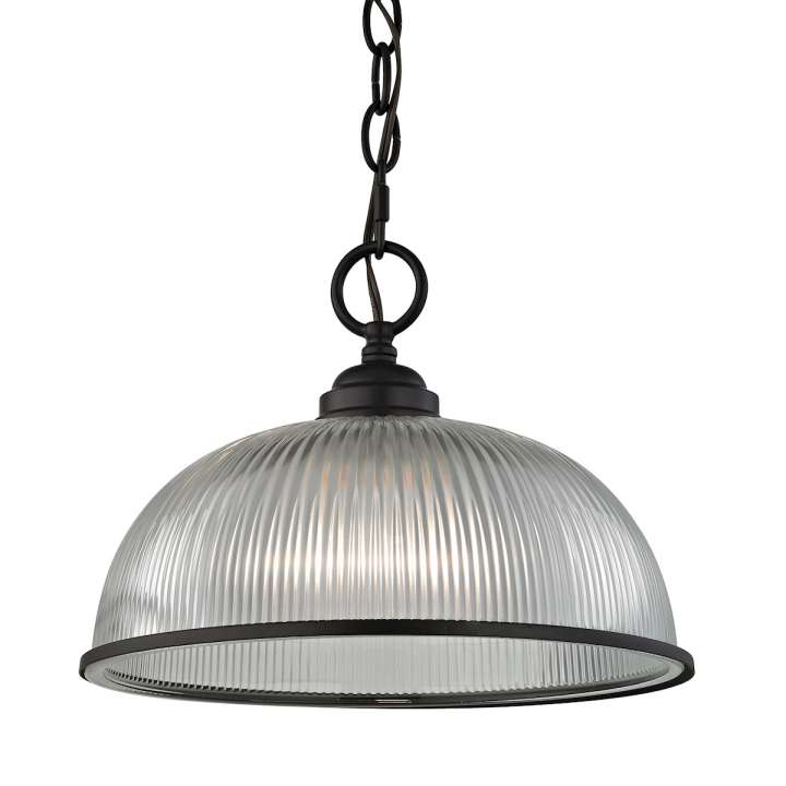 Liberty Park 1-Light Mini Pendant in Oil Rubbed Bronze with Prismatic Clear Glass | Pendant Lamps | Modishstore