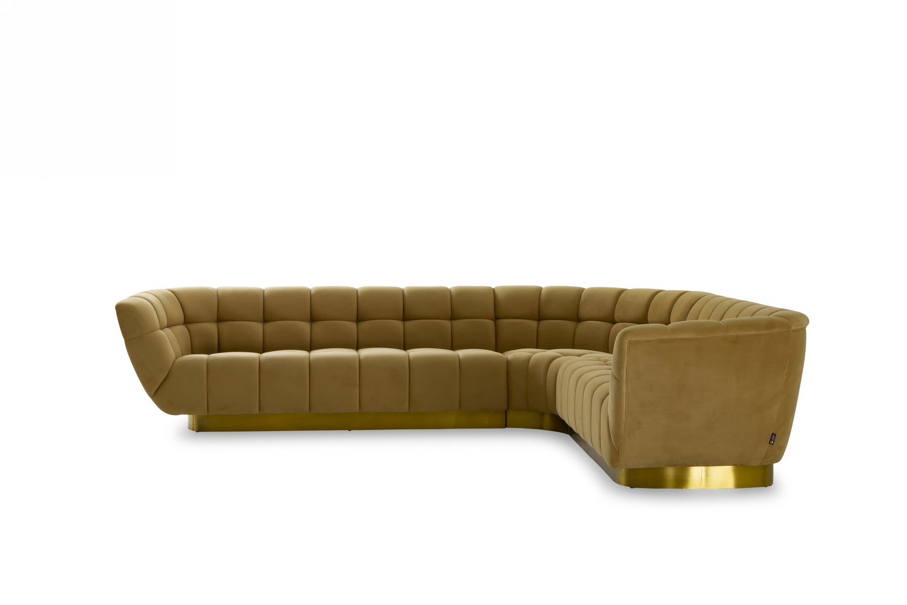 Divani Casa Granby - Glam Mustard and Gold Fabric Sectional Sofa | Sofa Set | Modishstore - 2