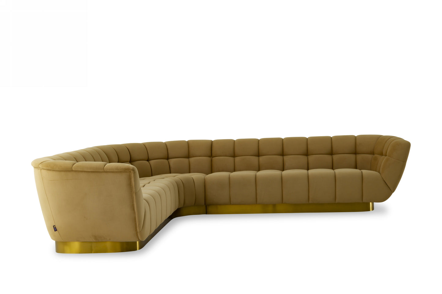 Divani Casa Granby - Glam Mustard and Gold Fabric Sectional Sofa | Sofa Set | Modishstore - 3