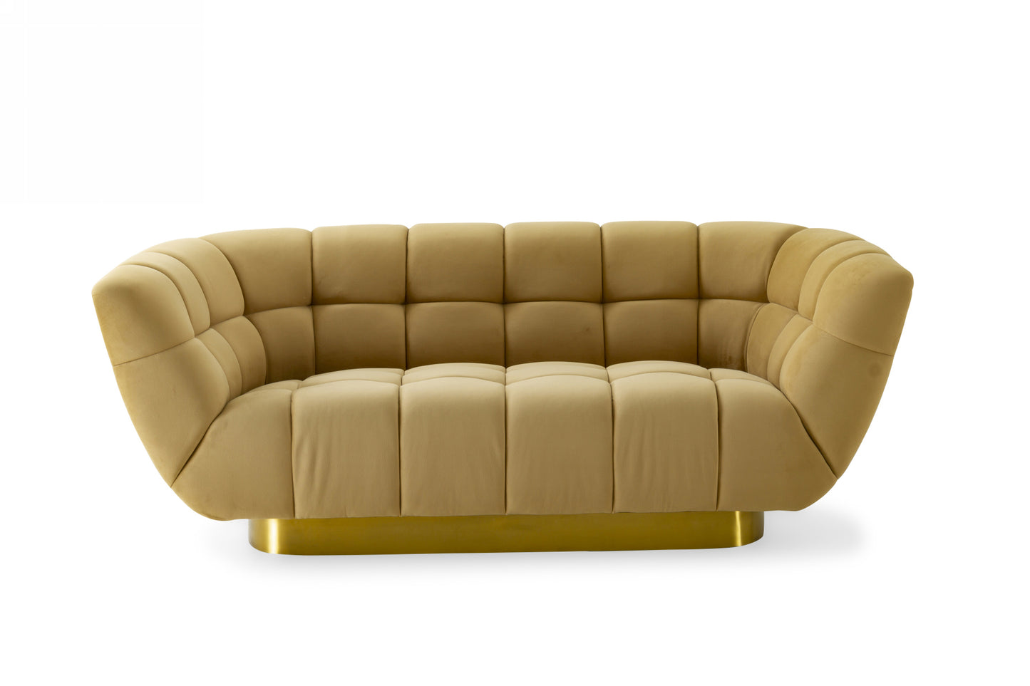 Divani Casa Granby - Glam Mustard and Gold Fabric Loveseat | Loveseats | Modishstore - 3