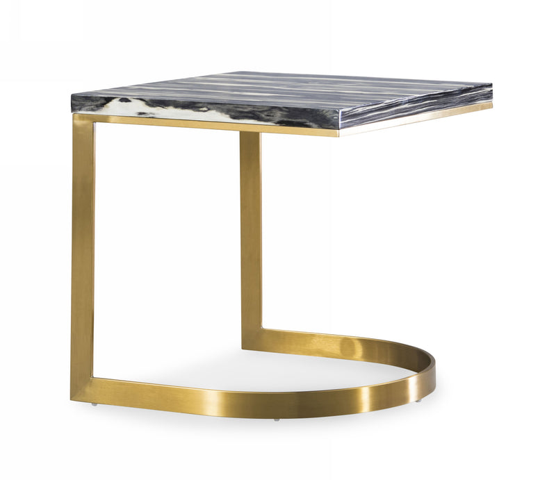 Modrest Greely - Glam Black and Gold Marble End Table | End Tables | Modishstore - 1