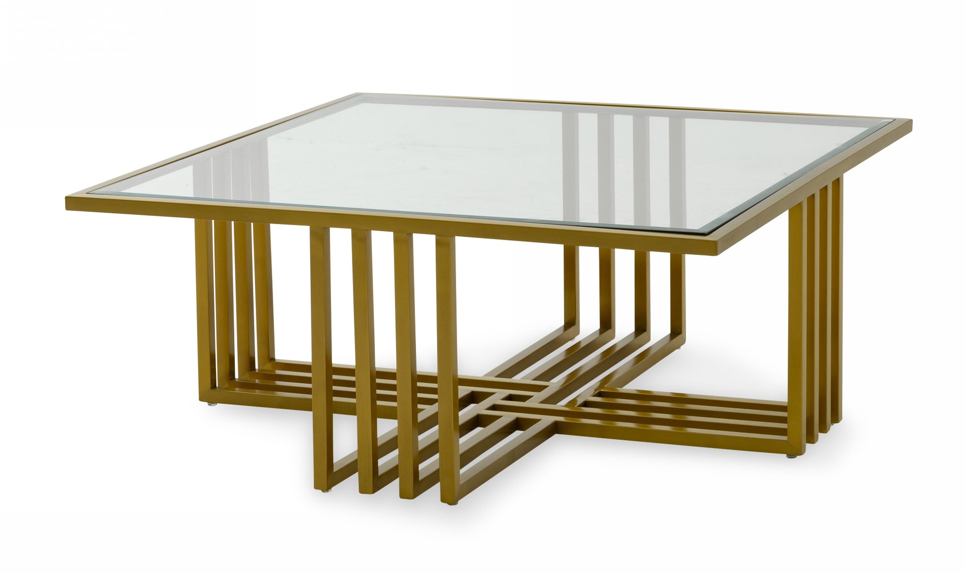 Modrest Kodiak - Glam Clear Glass and Gold Glass Coffee Table | Modishstore | Coffee Tables-2