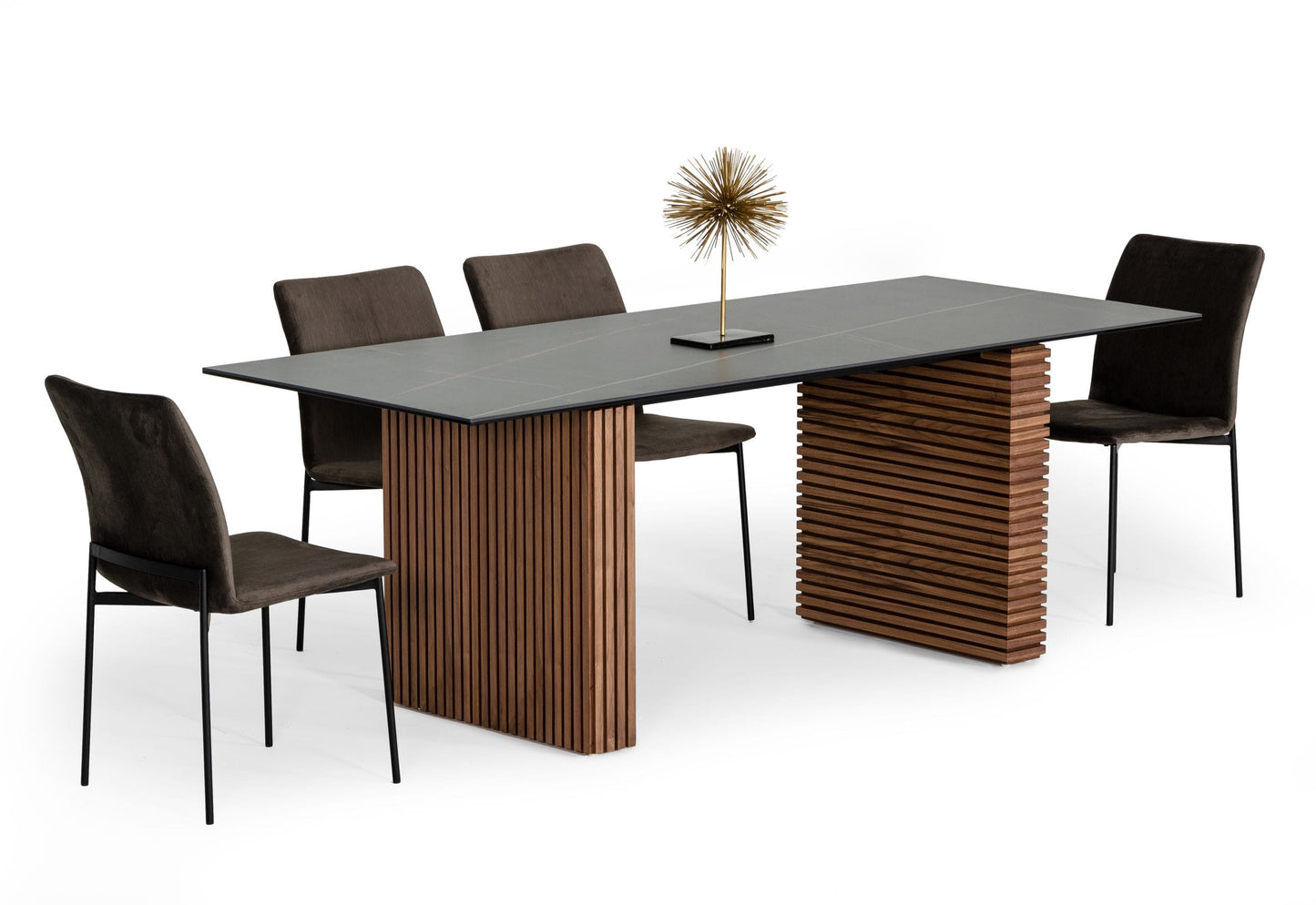 Modrest Maggie - Modern Walnut and Black Ceramic Top Dining Table | Dining Tables | Modishstore - 3