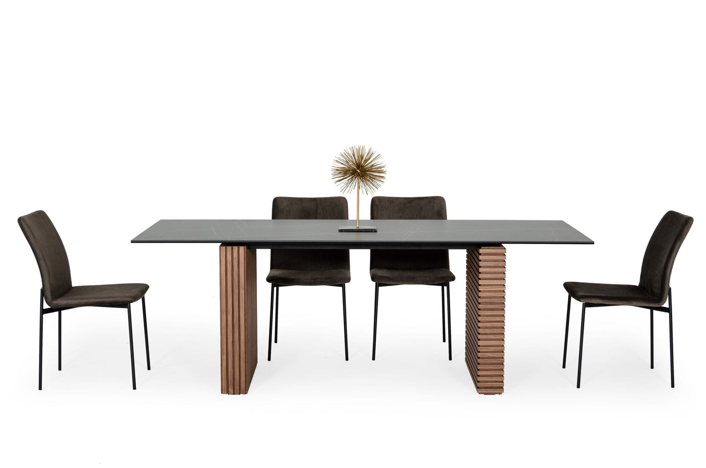 Modrest Maggie - Modern Walnut and Black Ceramic Top Dining Table | Dining Tables | Modishstore - 4