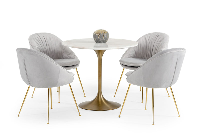 Modrest Collins - Glam White Marble & Gold Dining Table | Dining Tables | Modishstore - 1