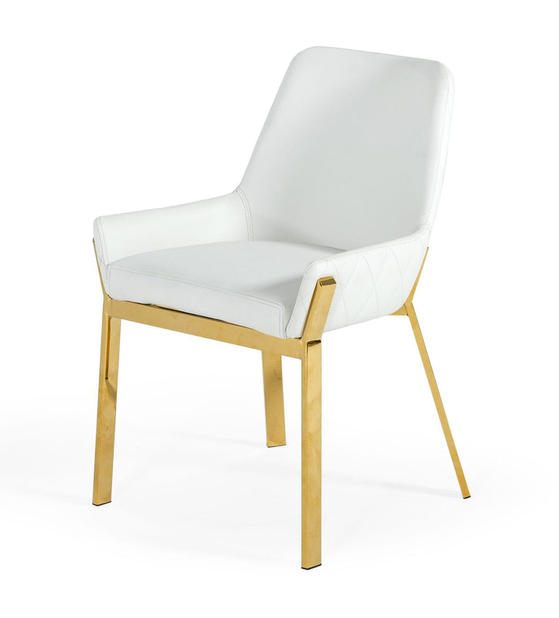 Modrest Ganon - Modern White & Gold Dining Chair | Dining Chairs | Modishstore - 1