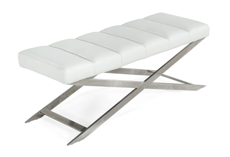 Modrest Xane - Contemporary White & Brushed Stainless Steel Bench | Benches | Modishstore - 1