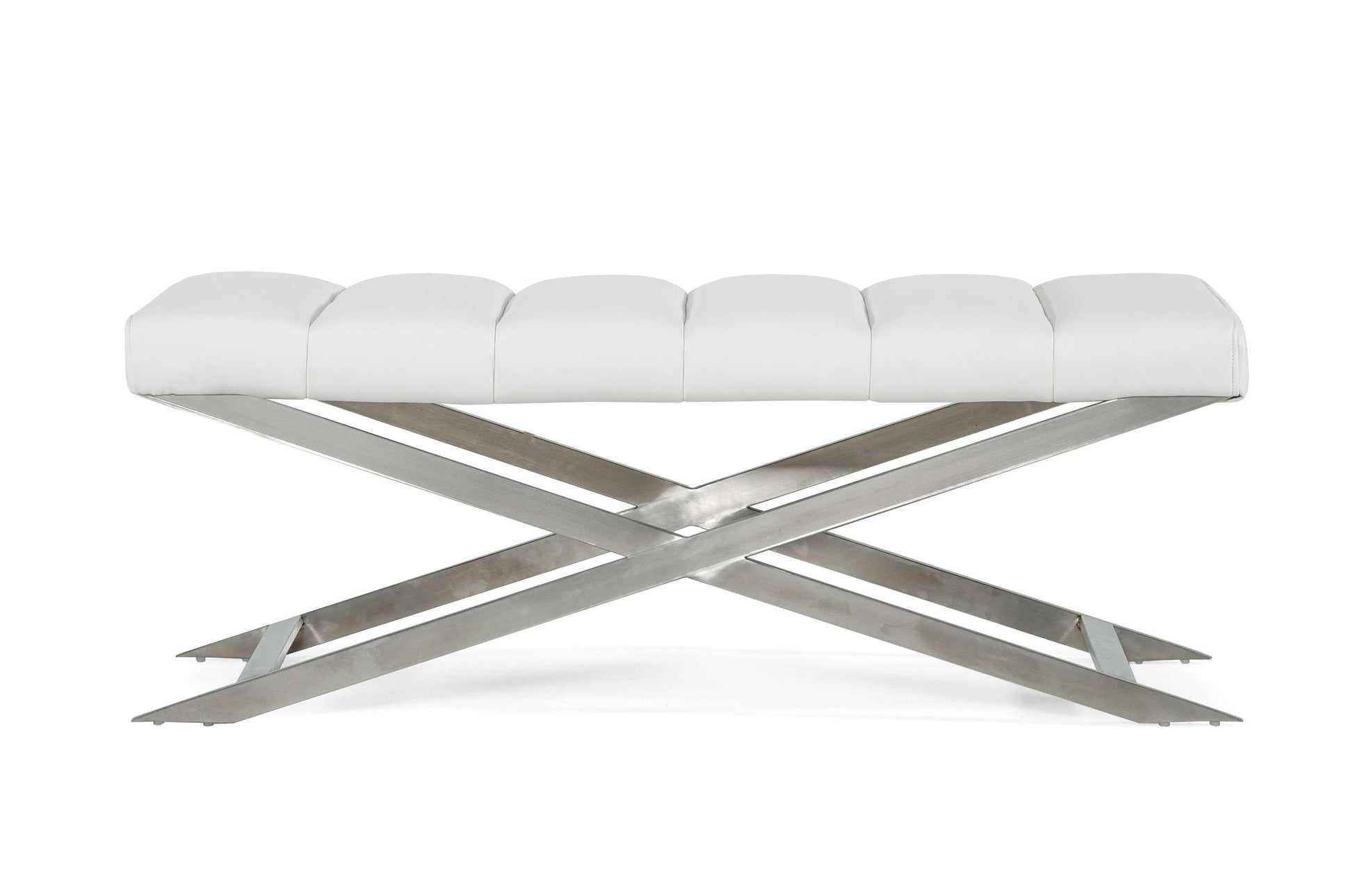 Modrest Xane - Contemporary White & Brushed Stainless Steel Bench | Benches | Modishstore - 2