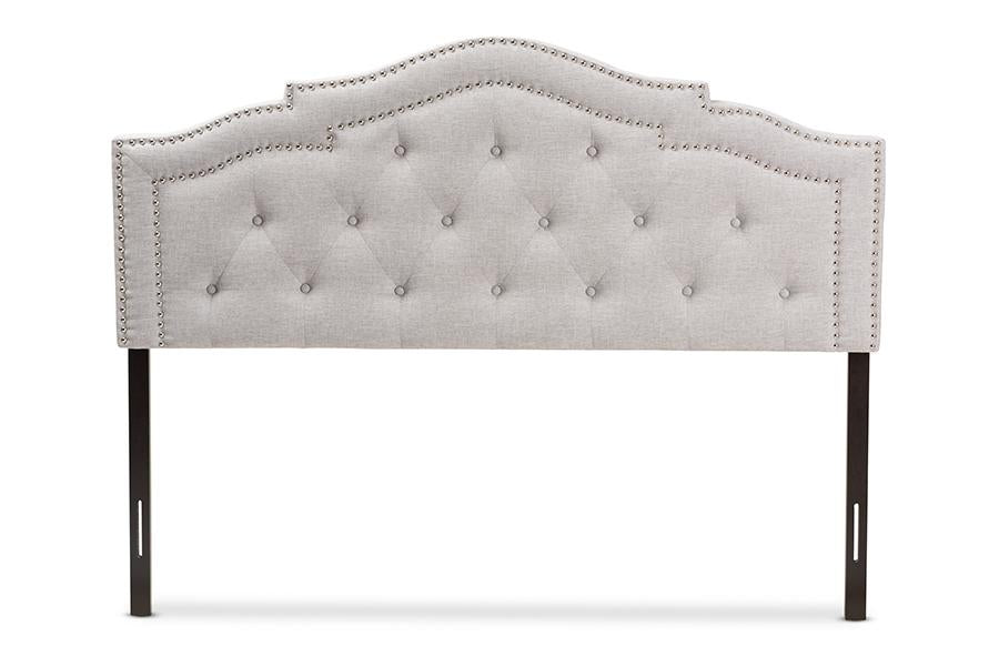 baxton studio edith modern and contemporary greyish beige fabric full size headboard | Modish Furniture Store-3