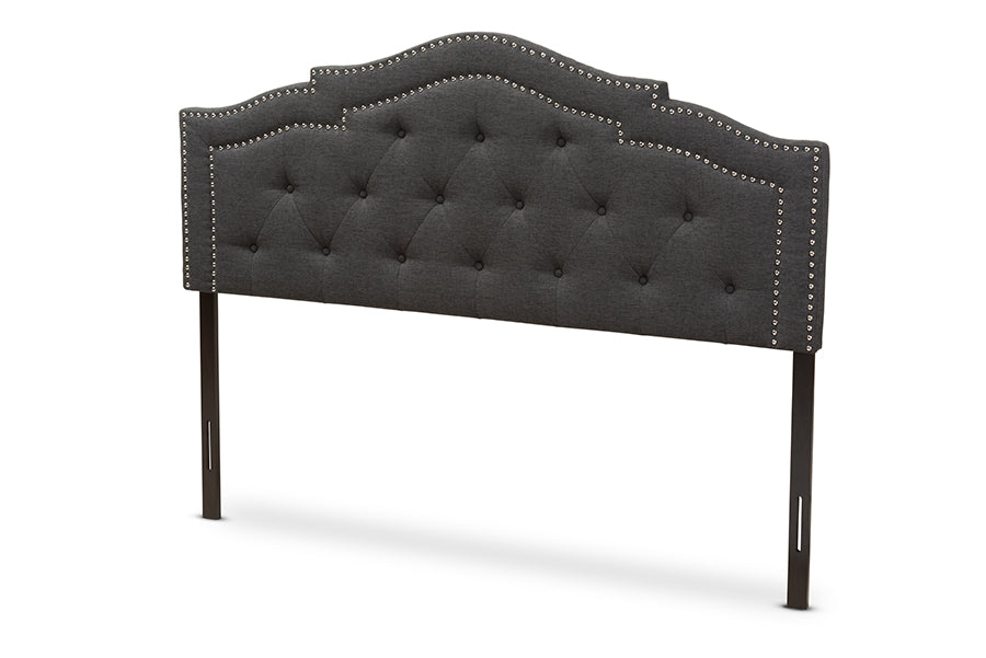 baxton studio edith modern and contemporary dark grey fabric queen size headboard | Modish Furniture Store-2