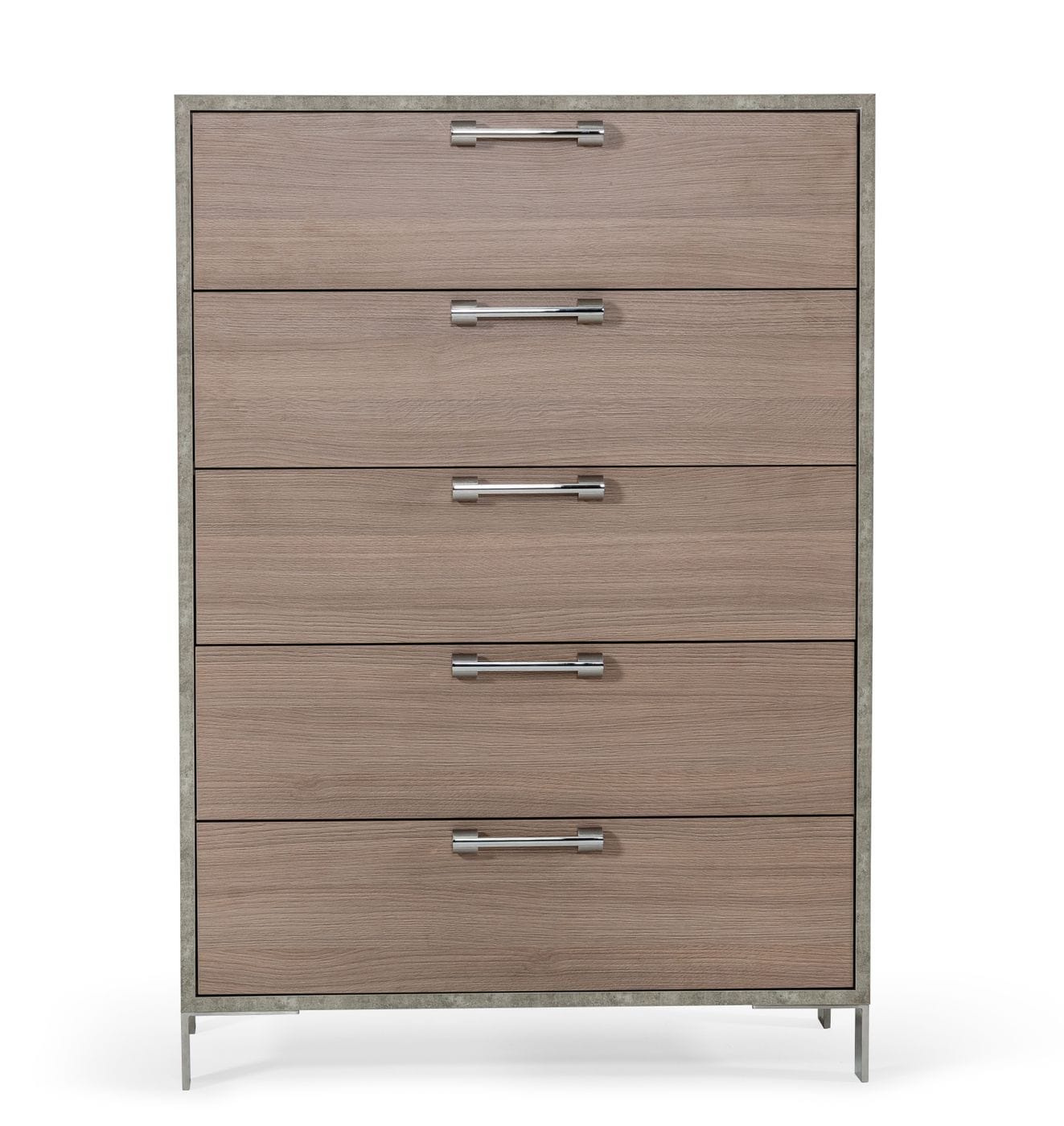 Nova Domus Boston - Modern Brown Oak & Brushed Stainless Steel Chest | Drawers | Modishstore - 2