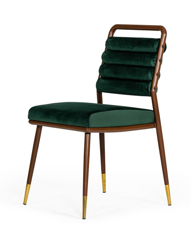 Modrest Biscay - Modern Dark Green & Walnut Steel Dining Chair | Dining Chairs | Modishstore - 1