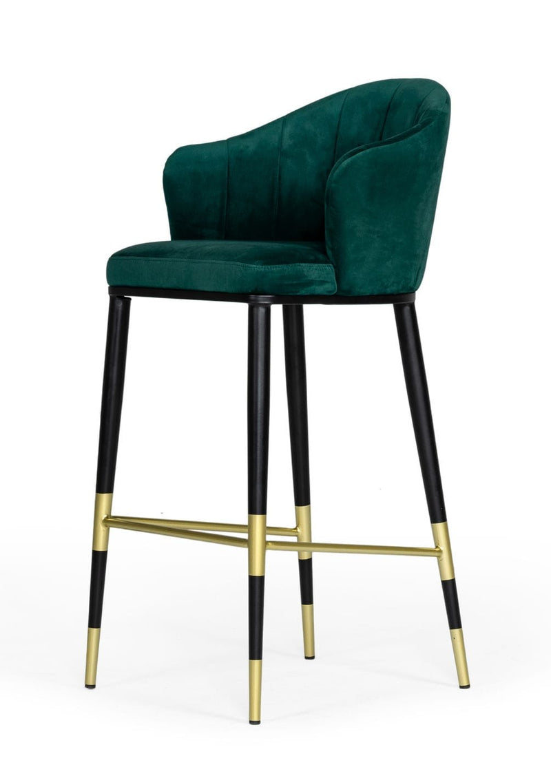 Modrest Adak Modern Glam Green with Black & Gold Barstool | Bar Stools | Modishstore - 1