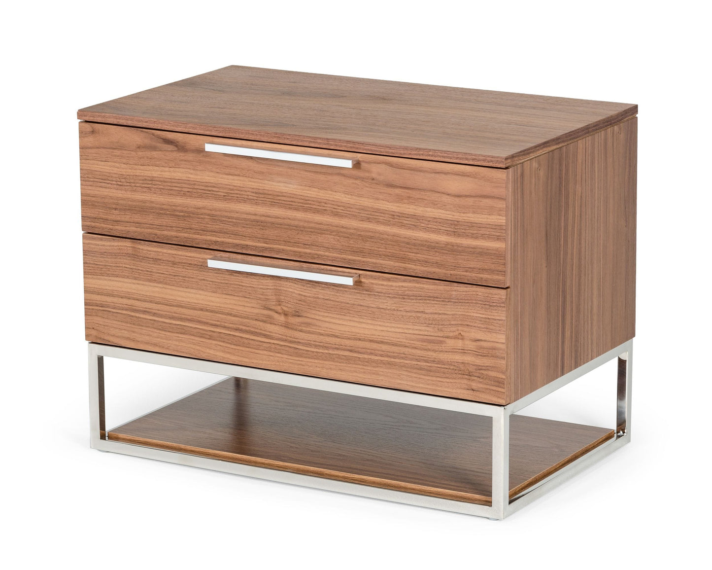 Modrest Heloise - Contemporary Walnut & Stainless Steel Nightstand | Nightstands | Modishstore - 2