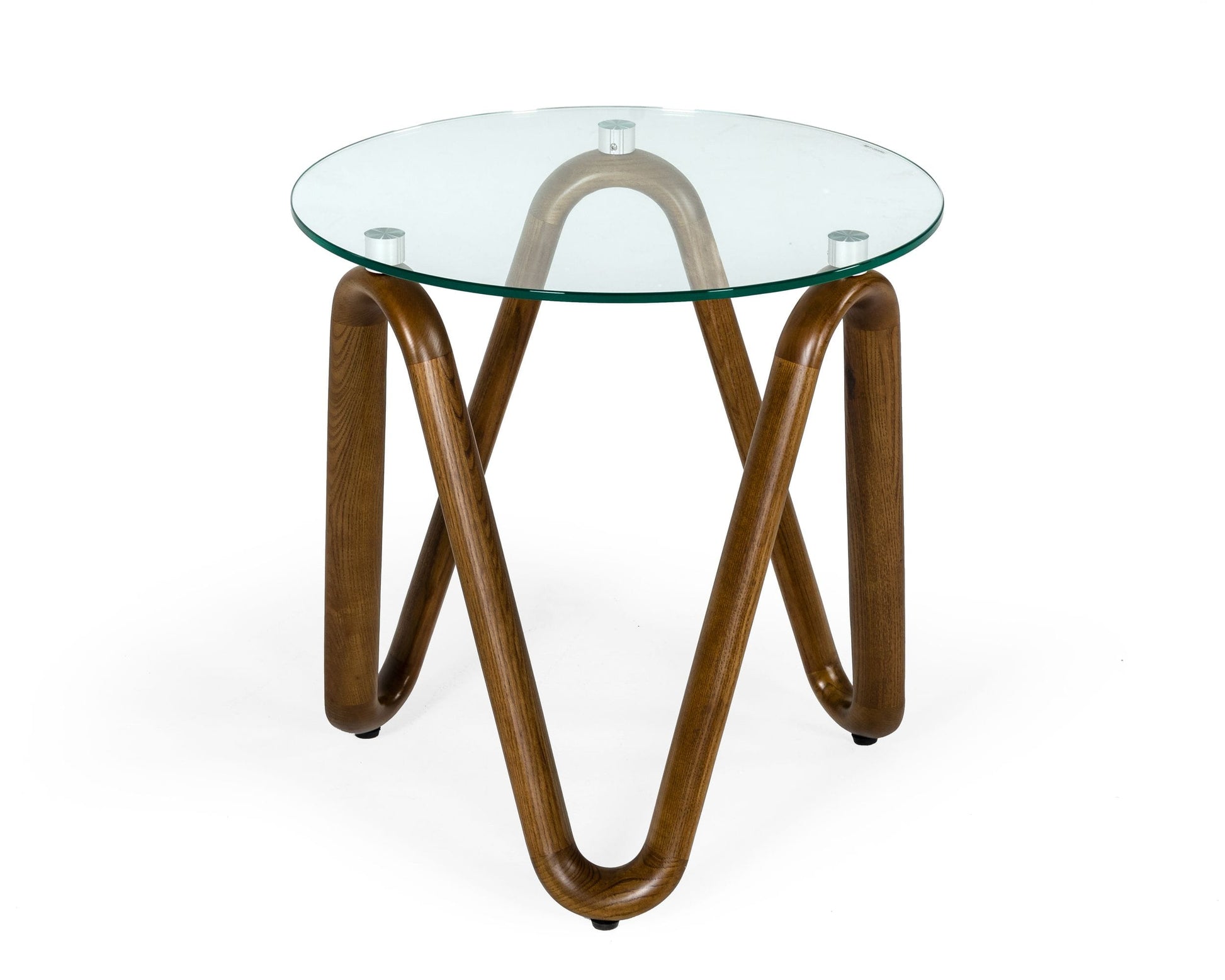 Modrest Lassen - Modern Glass & Walnut End Table | End Tables | Modishstore - 3