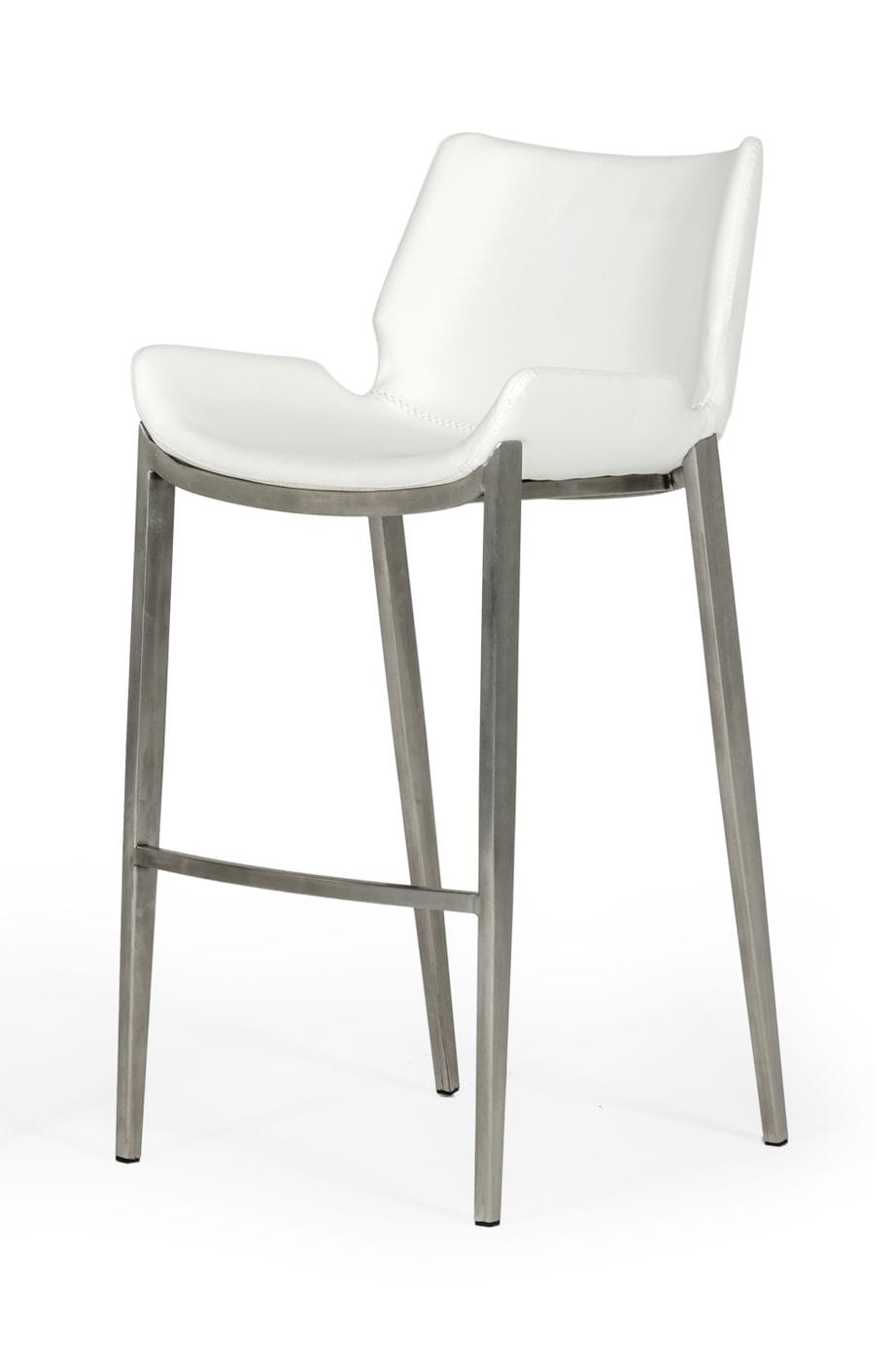 Modrest Dave - Modern White Leatherette Bar Stool (Set of 2) | Bar Stools | Modishstore - 1