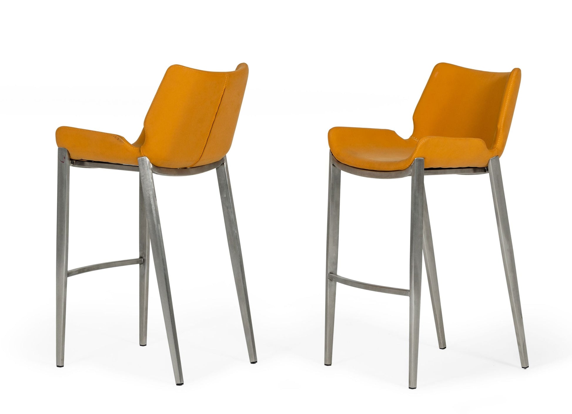 Modrest Dave - Modern Orange Leatherette Bar Stool (Set of 2) | Bar Stools | Modishstore - 1